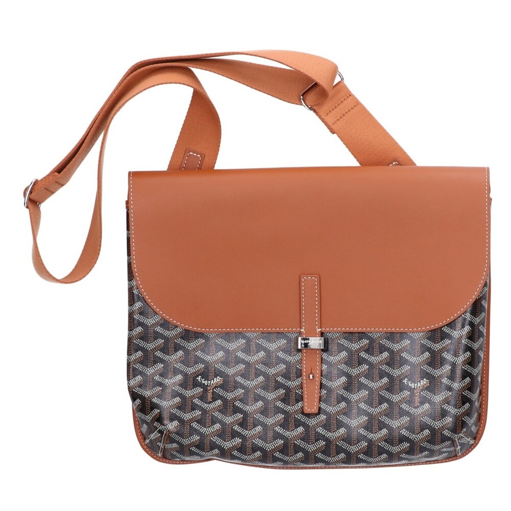 GOYARD Goyard Calf Leather x Crucière Messenger Bag Shoulder Black & Tan Men's